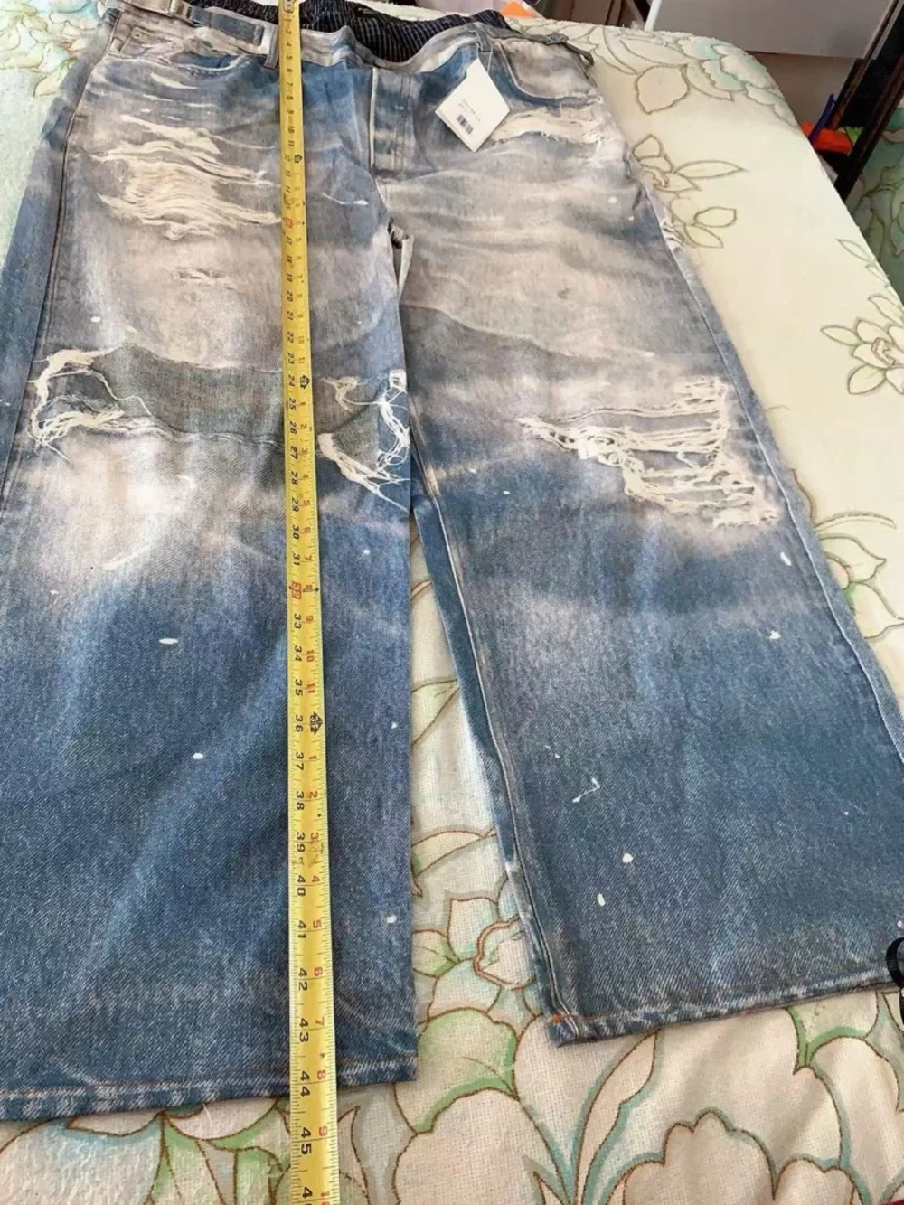 Mens XL Baggy Sweatpants Grey Stacked Fit Wide Leg jeans Streetwear SZ‎ 4